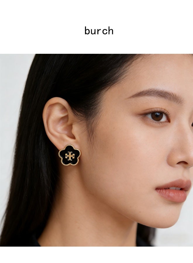 بورش أقراط توري بورش النسائية المرصعة بشعار بارز مطلي بالورنيش - Image 4